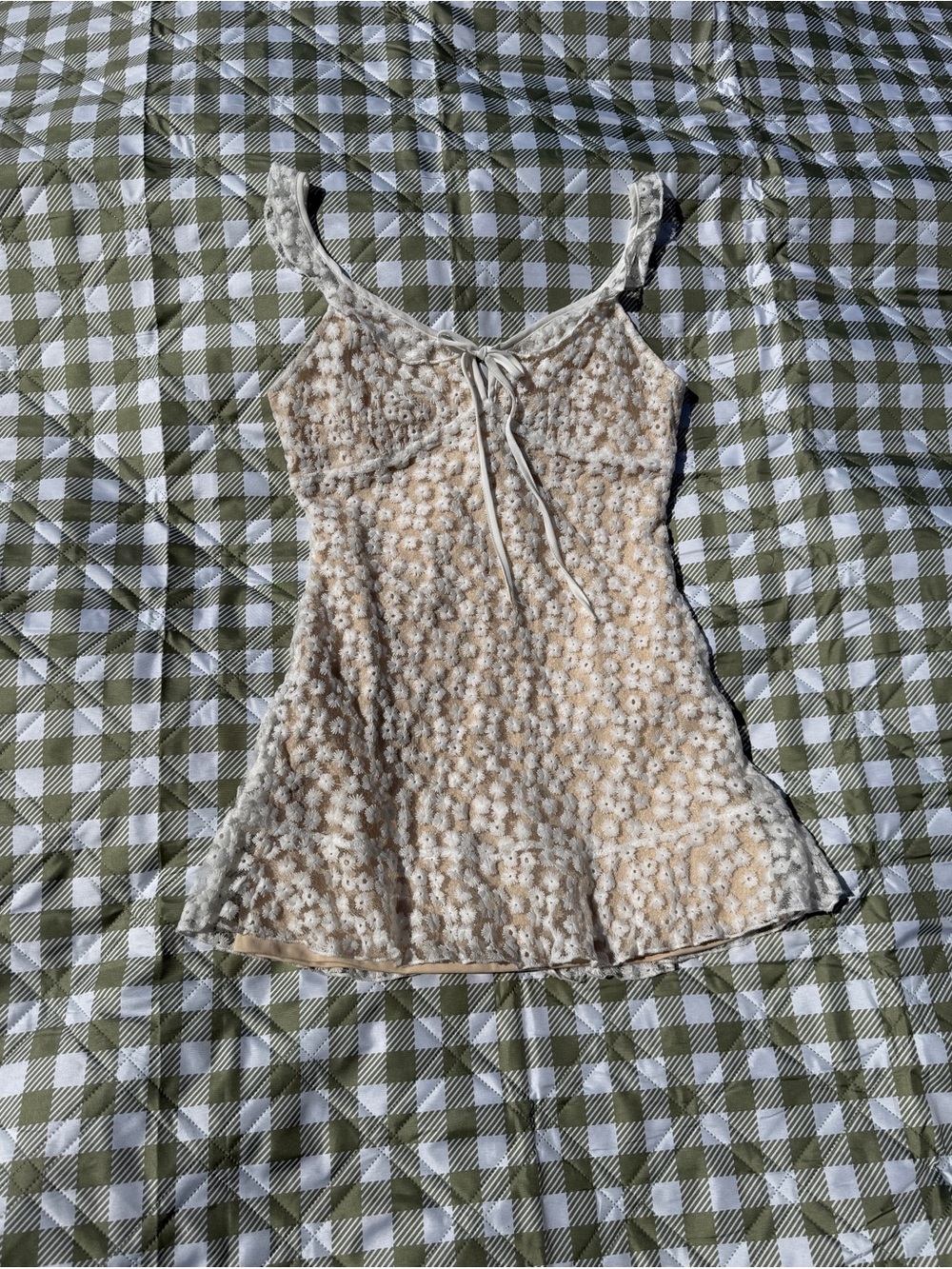 White Floral Lace Mini Dress